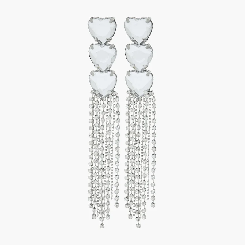 Lifestyle Silver Tone Heart Dangle Earrings for Women
